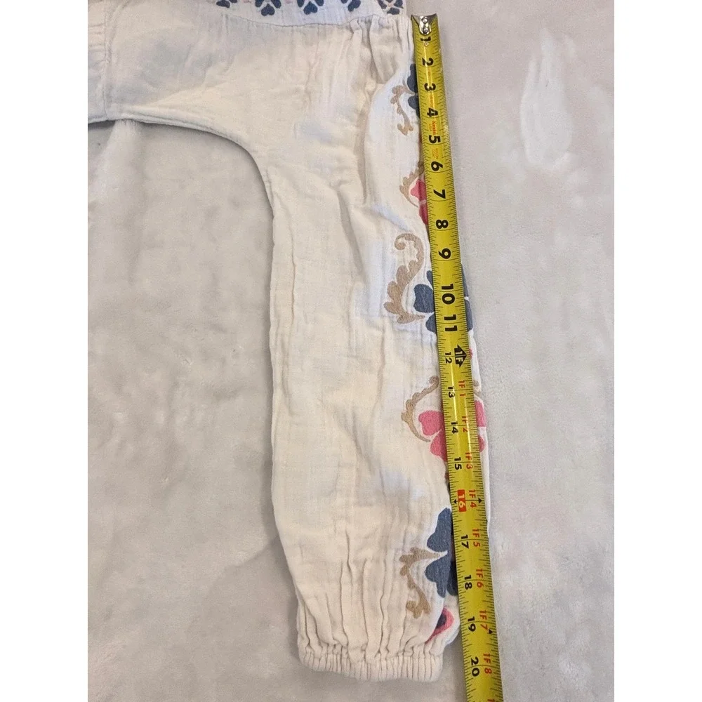 Old Navy Girls XL 14-16 White Gauze Embroidered Floral Boho Long Sleeve Dress